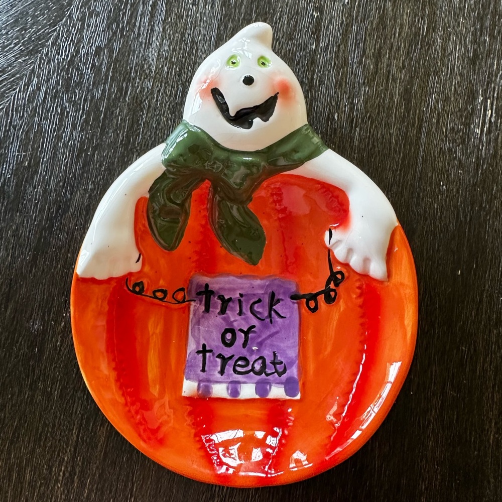 Halloween Ghost Pumpkin Candy or Decrotive Dish * Like New